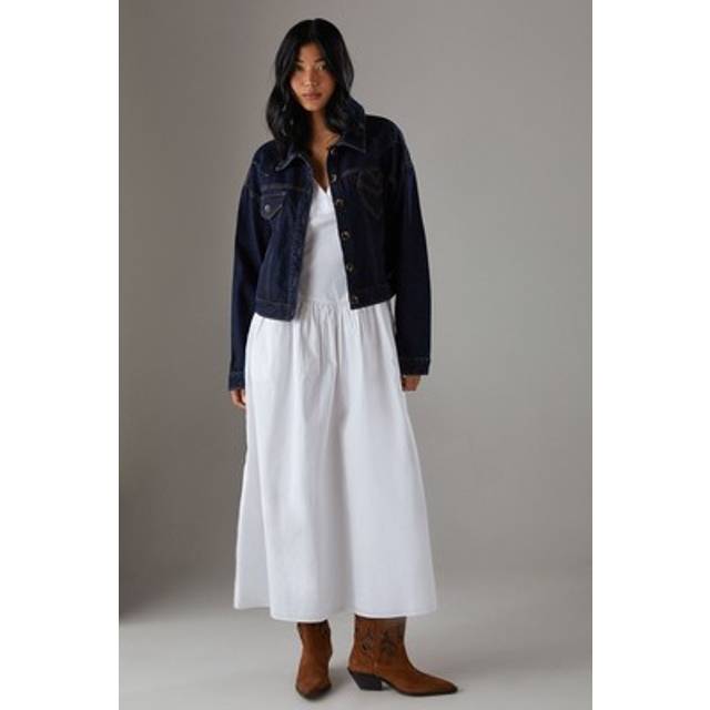 Warehouse dark wash denim jacket womens daywear jackets & coats