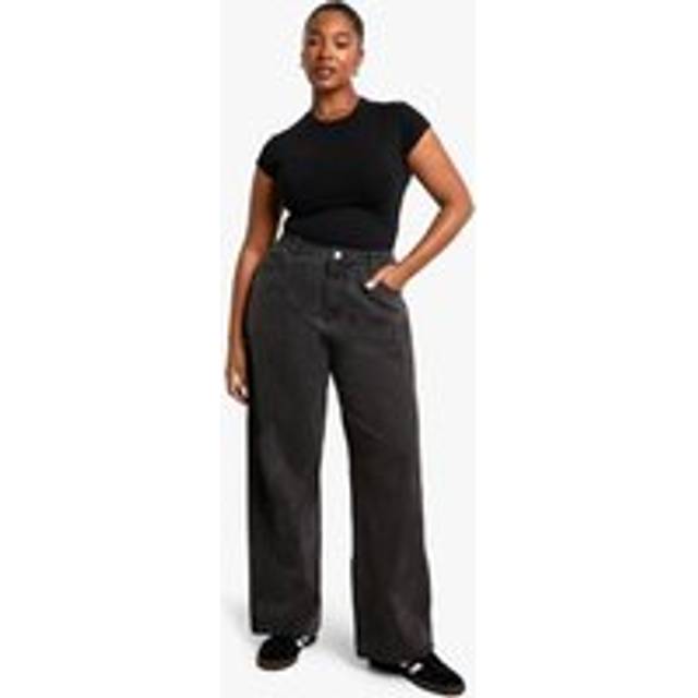Womens Boohoo Basics Plus High Waisted Boyfriend Jeans - Black - 16/32L