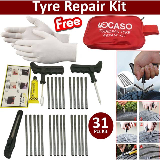TEMU 31 Pieces Tyre Puncture Repair Kit, Heavy Duty Tyre Repair Tool Set Tubeless Car Tyre Repair Emergency Fix Puncture For Car Truck Motorcycle Van Tractor Atv