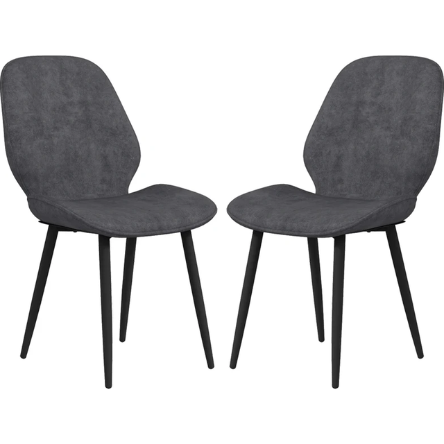 HOMCOM Dining Chairs Set of 2, Upholstered Kitchen Chairs with Metal Legs, Grey