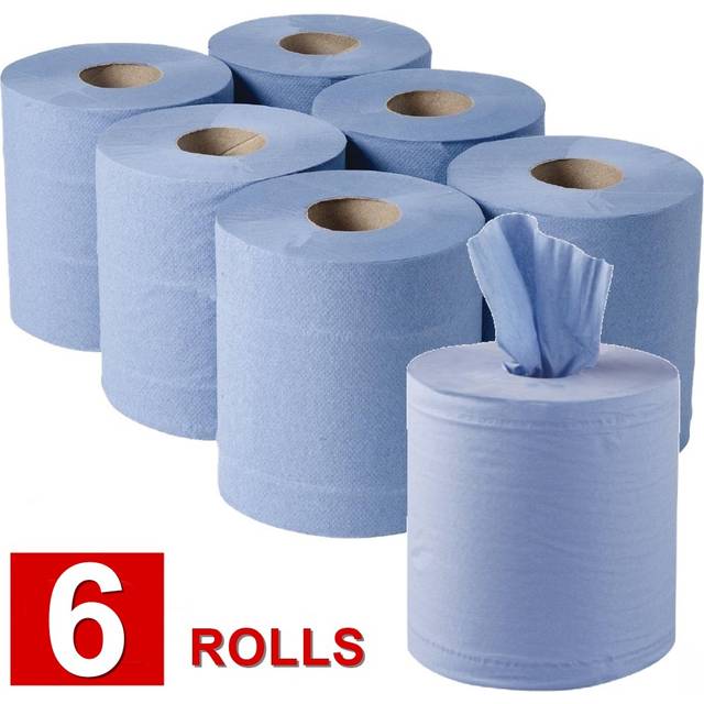 TEMU H-line White / Centrefeed 2 Ply Embossed Blue Roll Paper Towel Tissue (pack Of 6)