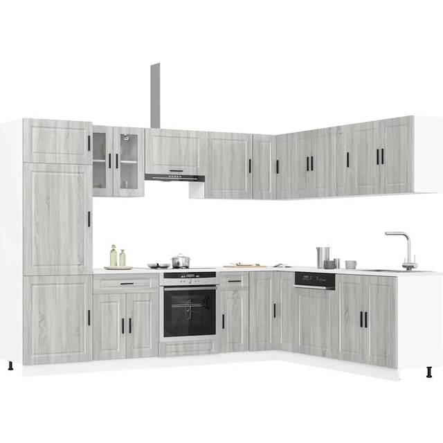 vidaXL 14 Piece Kitchen Cabinet Set Porto Grey Sonoma Engineered Wood