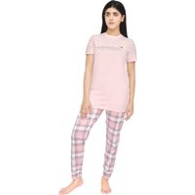 Comfortable Pink & Grey Tee and Cuffed Bottom Loungewear Set