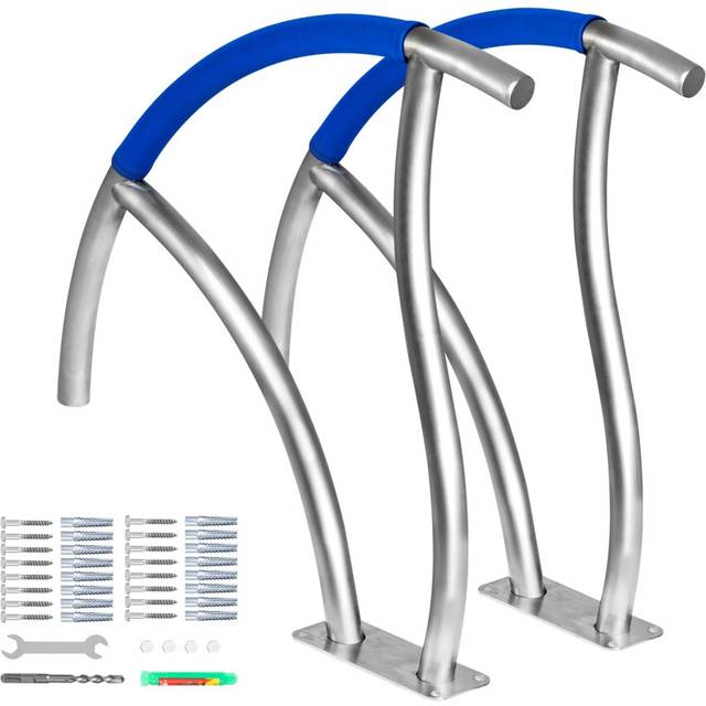 "VEVOR Pool Handrail, 30"" x 30"" Swimming Pool Stair Rail, 2 PCs Stainless Steel Stair Pool Hand Rail Rated 375lbs Load Capacity, Pool Rail with Quick"