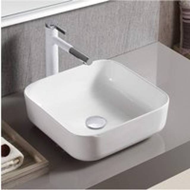 Living And Home White Ceramic Square Bathroom Vessle Sink - One Size
