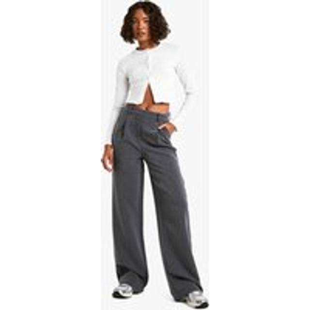Womens Tall Wide Leg Tailored Trousers - Dark Grey - 8/36L