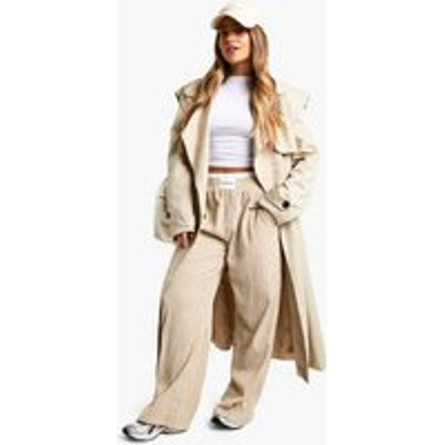 Womens Petite Contrast Waistband Pinstripe Trouser - Brown - 6