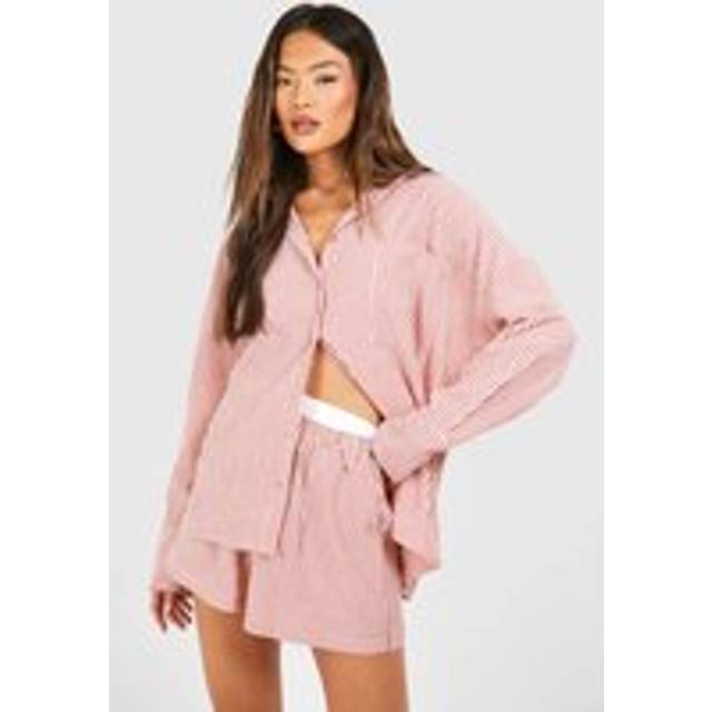 Womens Textured Stripe Relaxed Fit Shirt - Spice - 12
