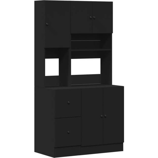 vidaXL Kitchen Cabinet Storage Cabinet Cupboard Unit Black Engineered Wood