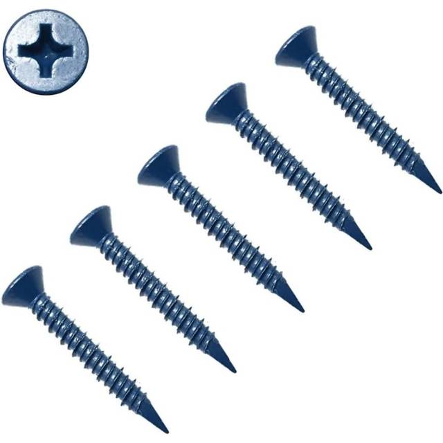 TERF Masonry Concrete Screw 4.8mm X 45mm Philip Drive Flat Countersunk Head Blue Finish Anti Corrosion Concrete Screws 4.8mm X 45mm for Anchor