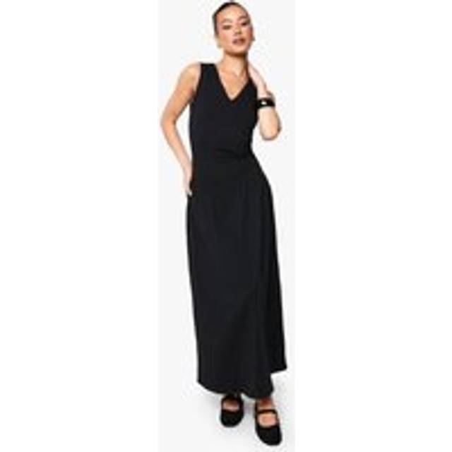 Womens Tall V Neck Ruched Detail Maxi Dress - Black - 16, Black