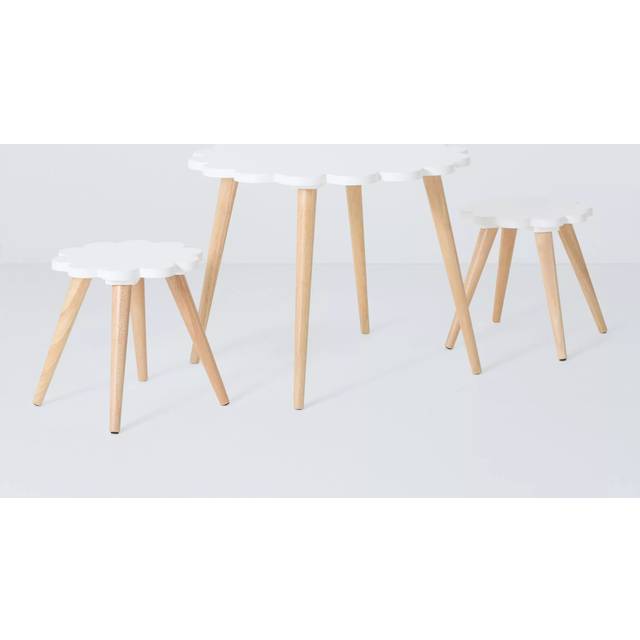 John Lewis Daisy Table and Chairs Set, White/Natural