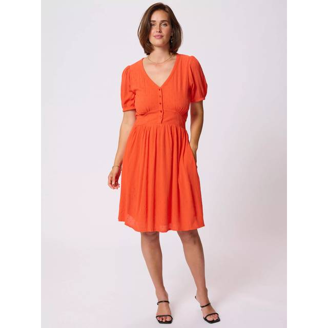 KAFFE Ronna V-Neck Dress, Mid Red