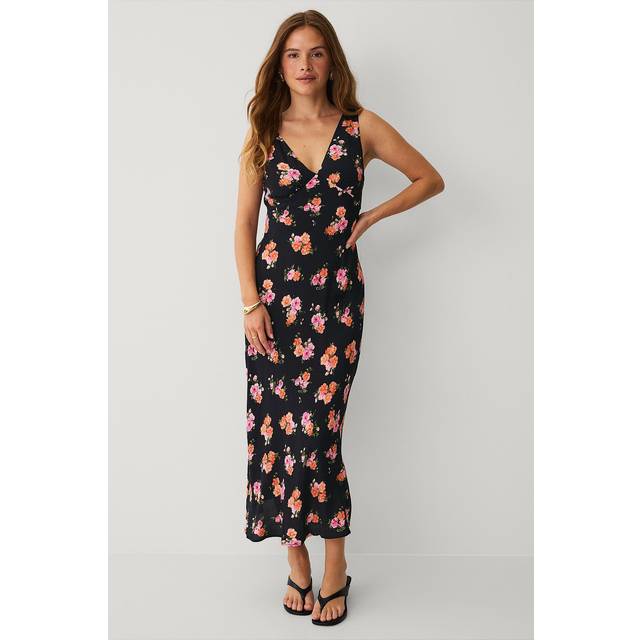 Mango Rocio Floral Maxi Dress, Black
