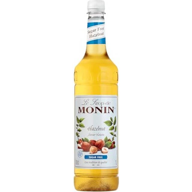 MONIN Premium Hazelnut Sugar Free Syrup 1L for Coffee and Cocktails. Vegan-Friendly, 100% Natural Flavours and Colourings. Sugar-Free Hazelnut Coffee