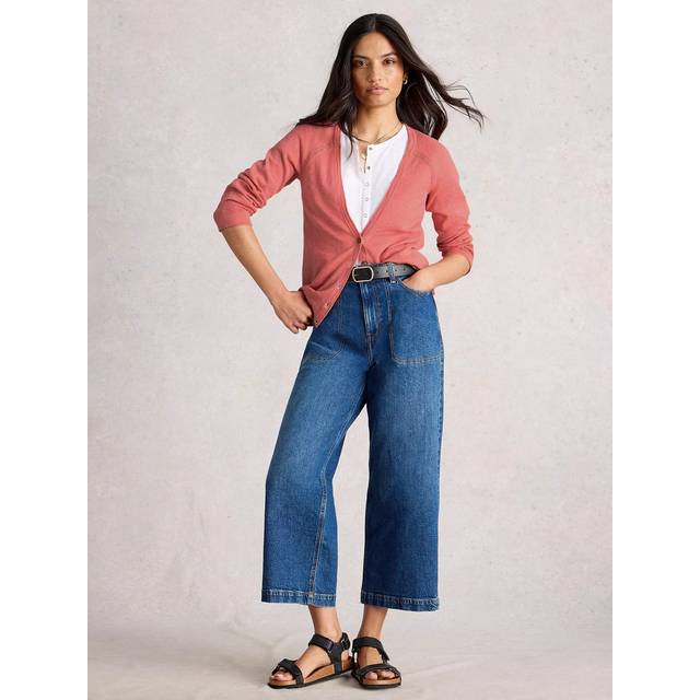 White Stuff Naria V-Neck Cardigan, Mid Coral