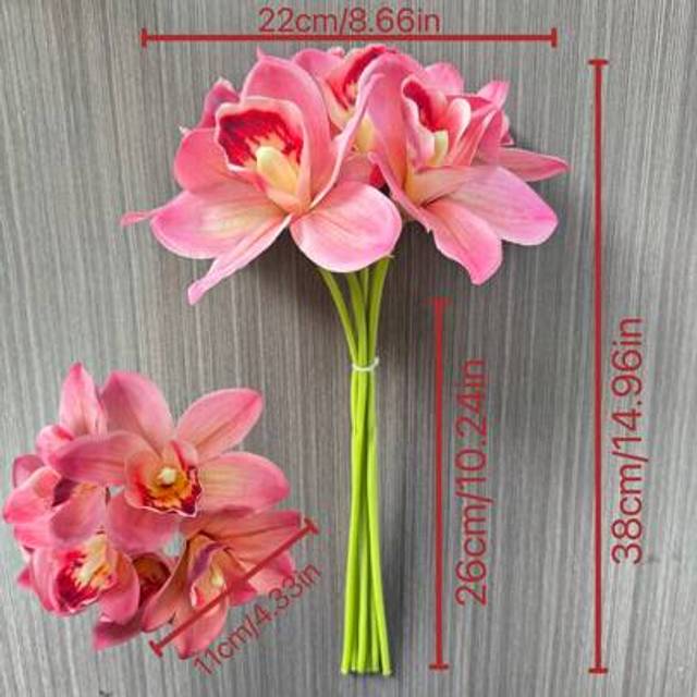 SHEIN 6pcs/Lot Artificial Long Stem Orchid Flowers Bouquet, High-End Home And Office Table Decor Lifelike Flowers