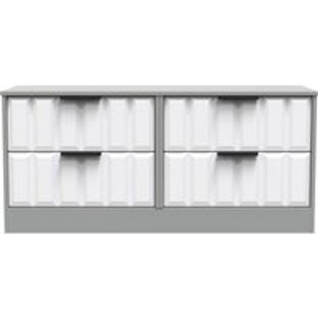 Welcome Furniture Ready Assembled New York 4 Drawer Bed Box In White Matt & Dusk Grey, White