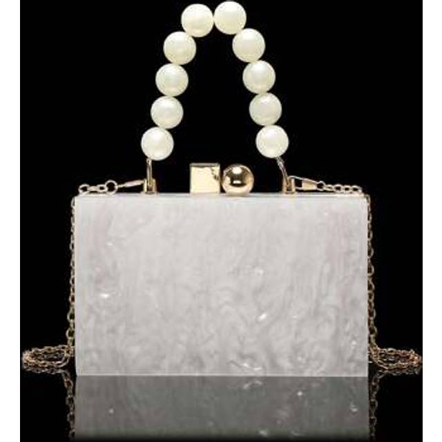 SHEIN Acrylic Clutch Wallet, Marble Pattern Handbag, Women&#39;s Crossbody Bag With Pearl Chain, Formal Wedding/Gala