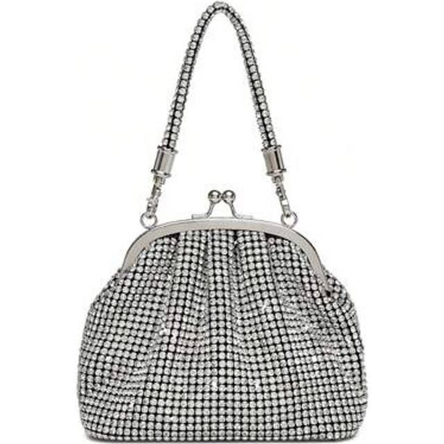 SHEIN New Rhinestone Glitter Studded Evening Clutch Bag, Diamond Encrusted Cloud Shaped Underarm & Shoulder Handbag With Metal Chain, Ideal For Weddings, Pa
