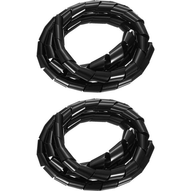 2pcs Spiral Cable Wrap, 9ft - 1-inch 1.8m- 25mm Spiral Wire Cord Cover, Black