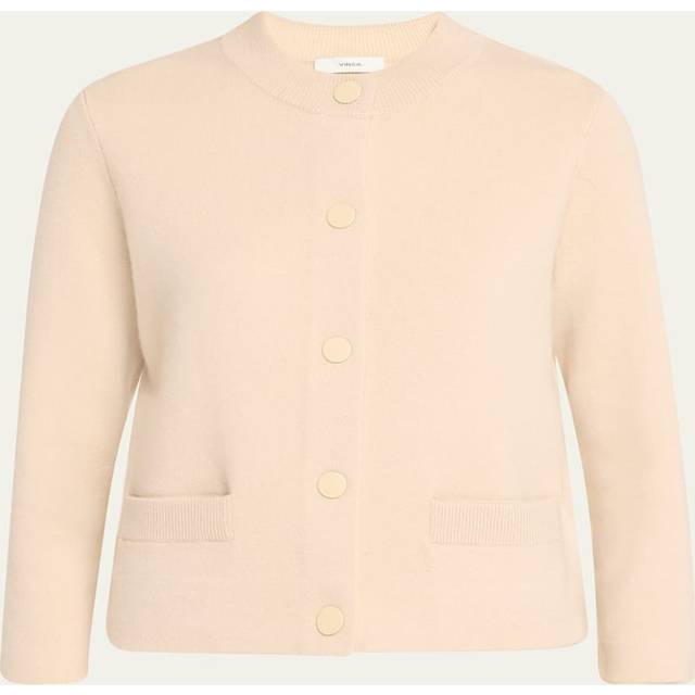 Wool and Cashmere Shrunken Snap Cardigan - FAWN - X-Small