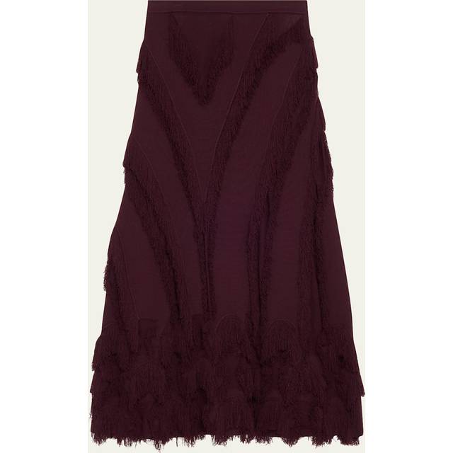 Astrid Macrame Fringe Knit Maxi Skirt - MAHOGANY - Small