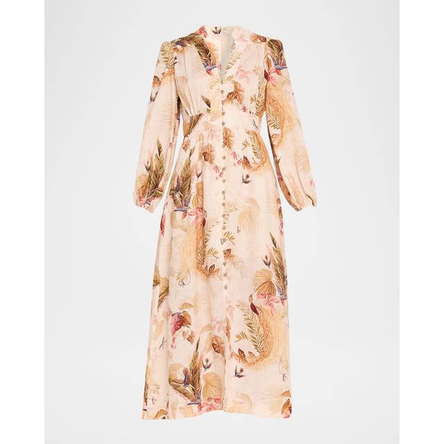 Ascension Plunge Maxi Dress - CREAM PALM FLORAL - 1