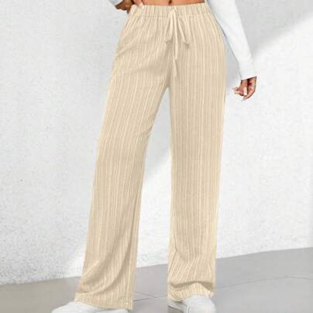 SHEIN Summer Casual Textured Wide-Leg Capri Pants,Cargo Pants