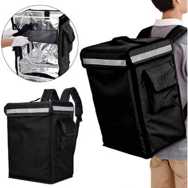 SHEIN Food Delivery Backpack Takeaway Pizza Delivery Hot Insulated Rucksack Bag Black
