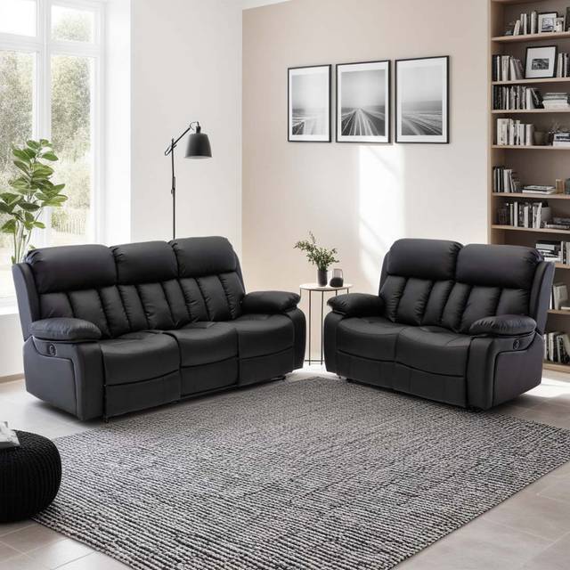 Electric Reclining Sofa - Black