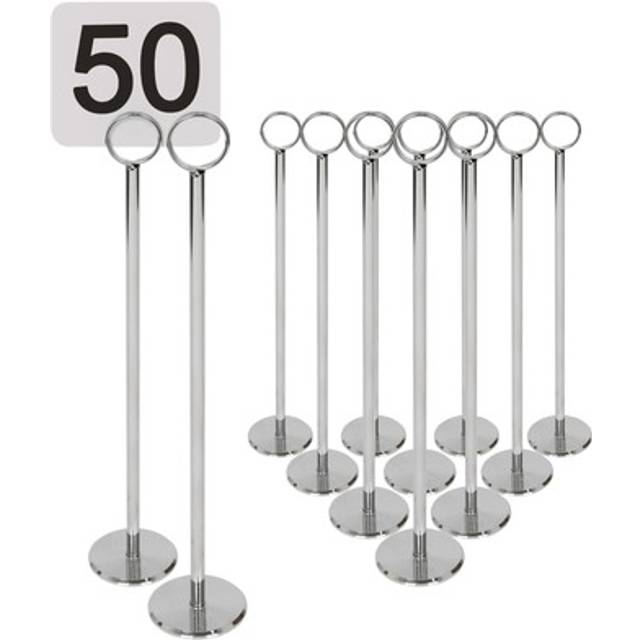 50x table numbers with 30cm holders wedding place card sign stand set silver