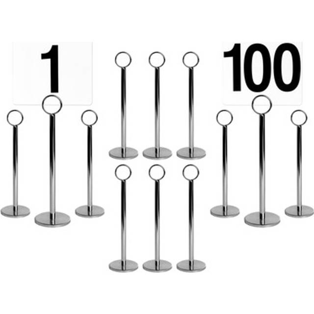 100x table numbers with 20cm holders wedding place card sign stand set silver