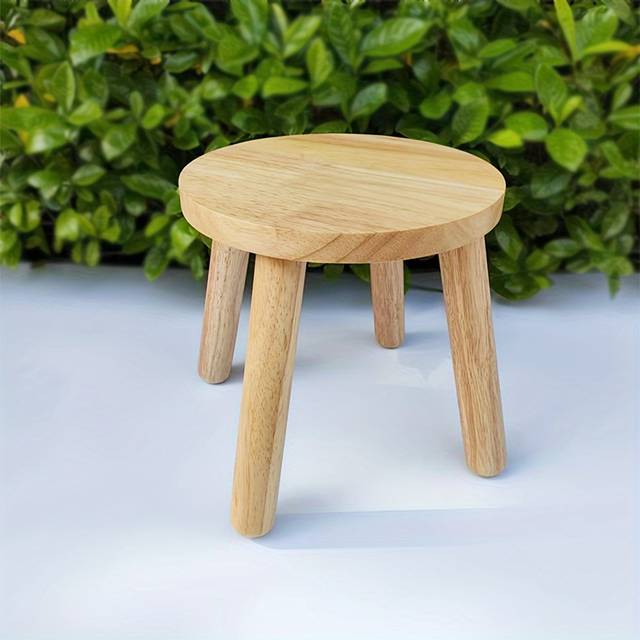 TEMU 1 Modern Solid Wood Round Shoe Rack, Multifunctional Foot Stool, Seat Bench, Resting Footstool, Plant Stand Chair, Versatile Wooden Small Stool Home Decor