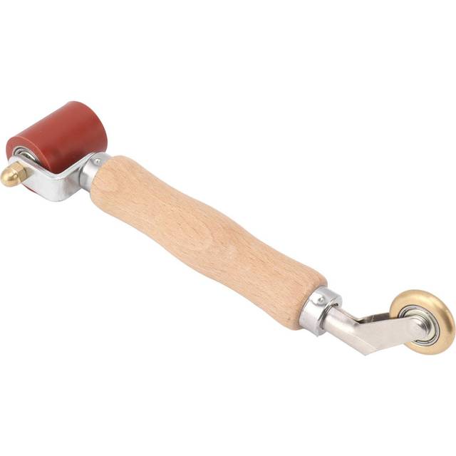 40mm Silicone Seam Roller Dual Use Brass Wheel Wood Handle Wallpaper Flat Seam Roller for PVC TPO