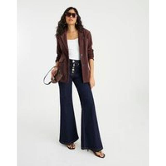 River Island Womens Blue Palazzo Embellished Button Front Jeans - 22R