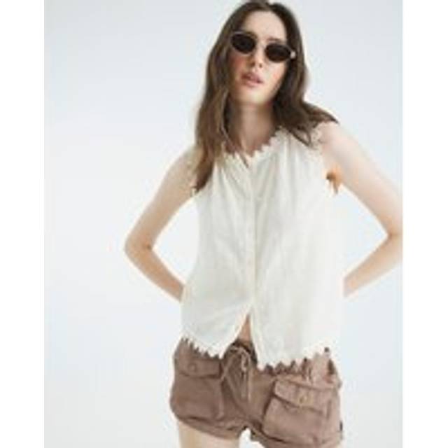 River Island Womens Cream Sleeveless Broderie Blouse - 20