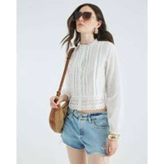 River Island Womens Cream Long Sleeve Broderie Blouse - 12