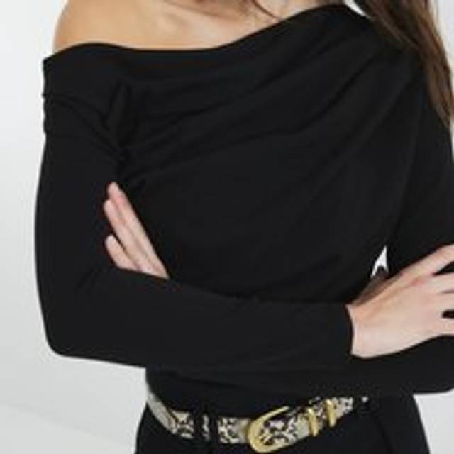 River Island Womens Black Drape Long Sleeve Top - 10