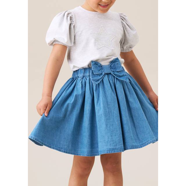 Girls Chambray Denim Skirt with Mesh | Angel & Rocket / 6 yrs - Multi