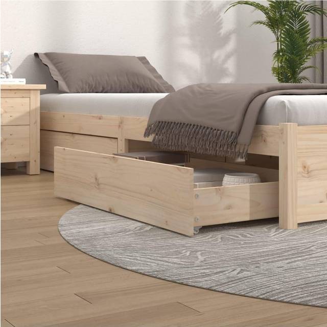 Bed Drawers 4 pcs Solid Wood Pine - Brown - One Size