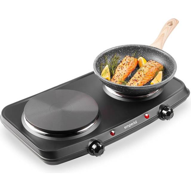 Electric Double Hot Plate Cooker 2250W - Black - One Size