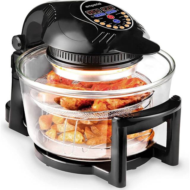 Emperial Digital 17L Halogen Oven Cooker with Extender Ring & Accessories, Black