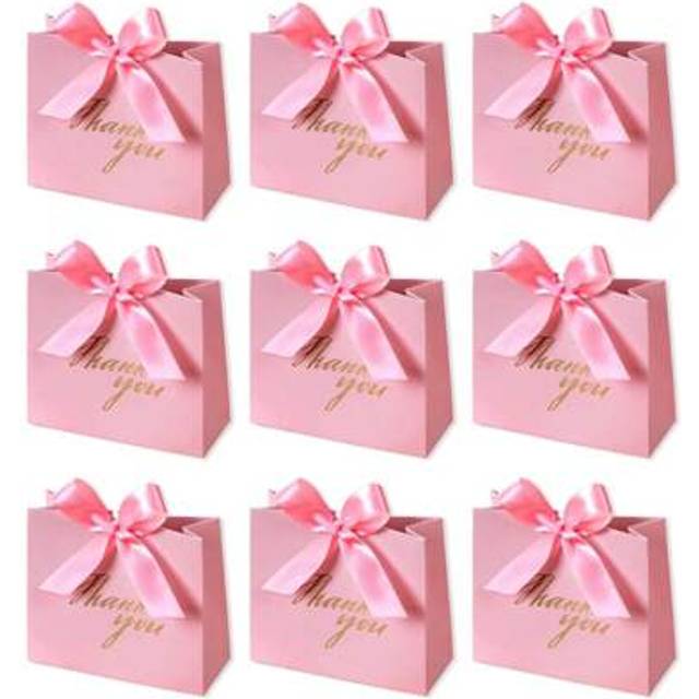SHEIN 10pcs-Small Thank You Gift Bag With Tie Mini Goody Bag, Perfect For Parties, Birthdays, Weddings, Bridal Shower Favors, Wedding Guest Gifts, Boxes, We