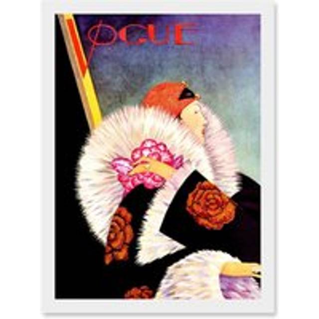 Magazine Cover Vogue Woman Winter Coat Artwork Framed Wall Art Print A4 - White - One Size