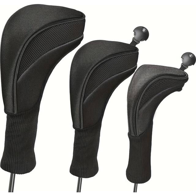 TEMU 3 Golf Head Covers With Interchangeable Labels, Suitable For And Tees, Golf Accessories