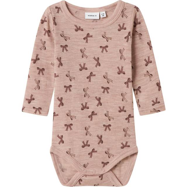 Name It Body l/ä - Ull - NbfWang - Shadow Grå/Rosetter - Name It - 62 - Body L/Ä