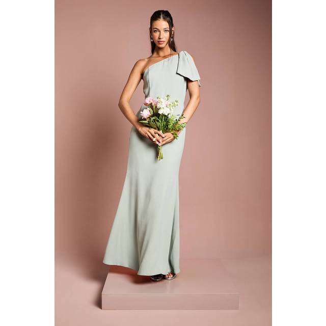 Coast Honoured Bow One Shoulder Maxi Bridesmaid Dress - Sage - 12