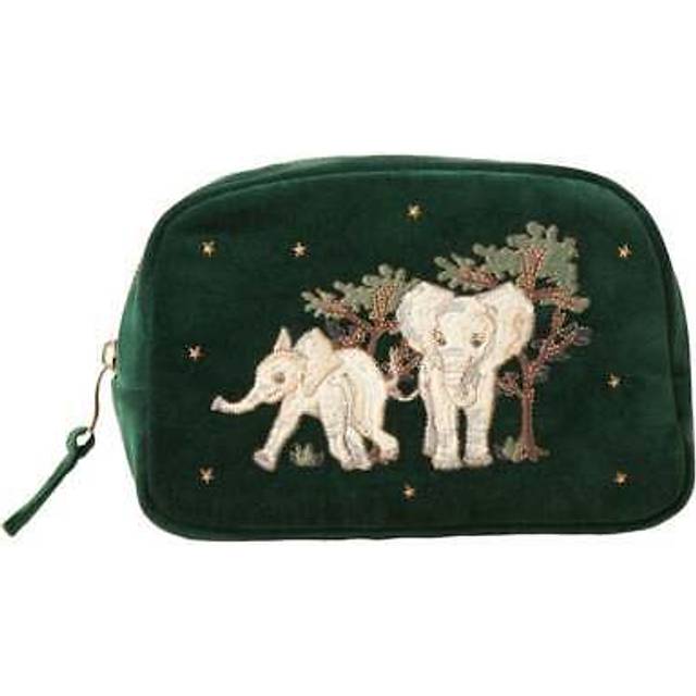 Elizabeth Scarlett Baby Elephant Conservation Forest Velvet Cosmetics Bag