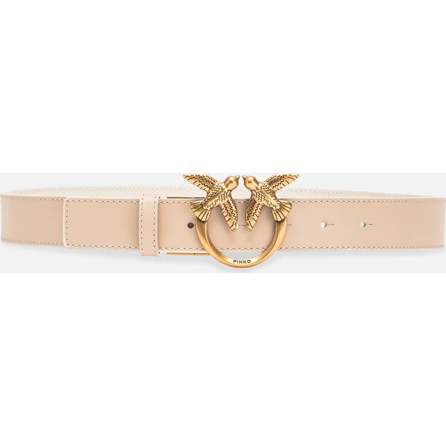 Pinko, Ceinture réversible de 3 cm avec boucle Love Birds, Sable/blanc-or antique, XS